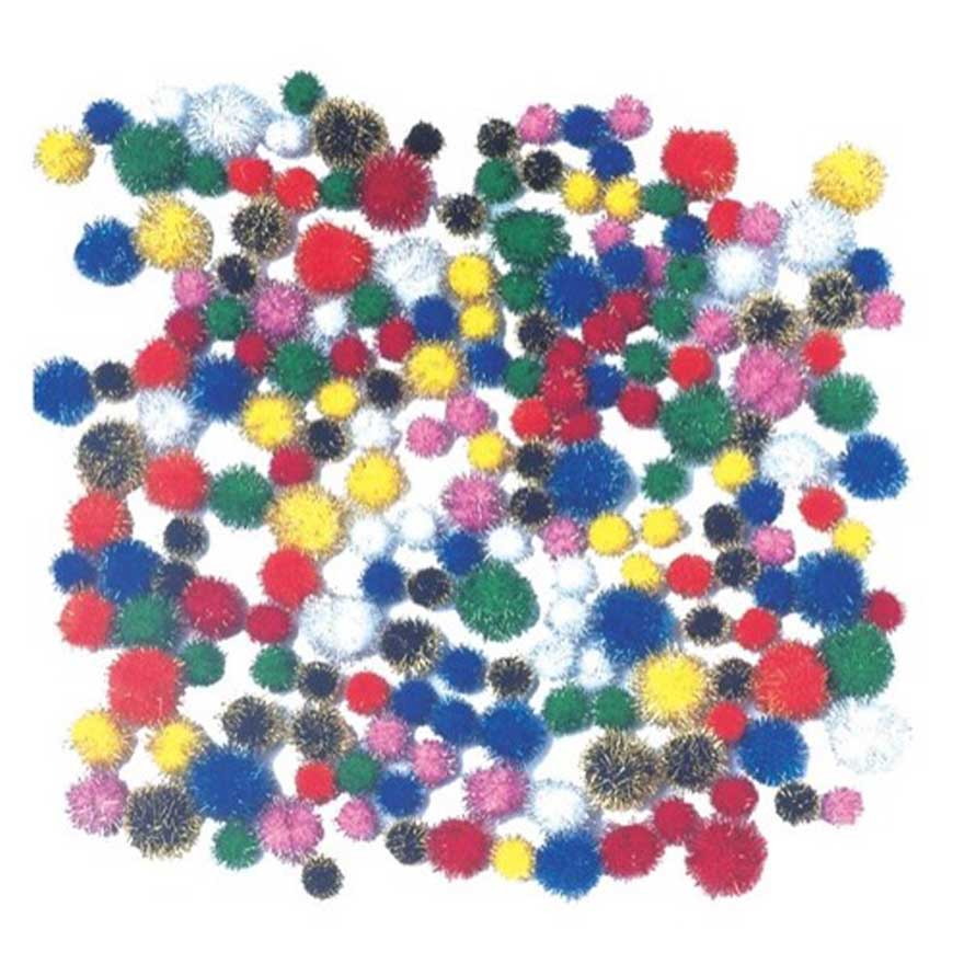 Pom Poms Christmas Glitter Colours, Pack of 150