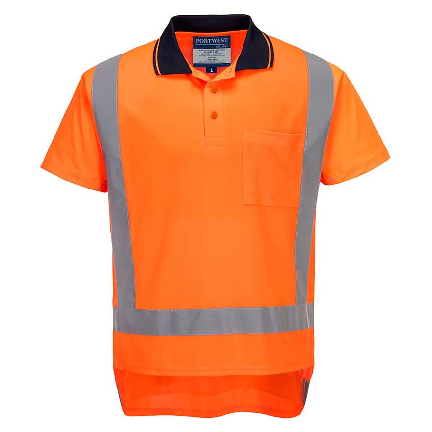 SupplyMe | Portwest TTMC Hi-Vis 50+ UPF X Back Short Sleeve Polo - Orange