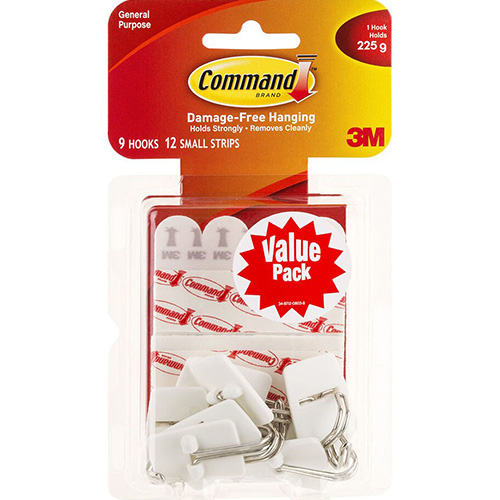 3M Command Wire Hooks Value Pack, Small, White, 12-Hooks